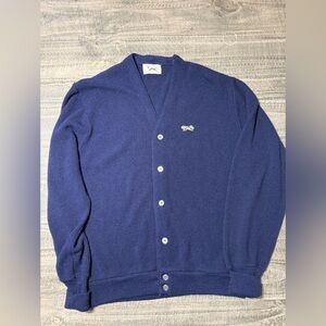 jcpenney Men's Navy Vintage 70-80’s Green Fox Cardigan Cobain Grunge style